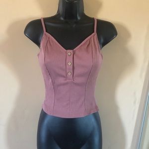 Ribbed button front tank